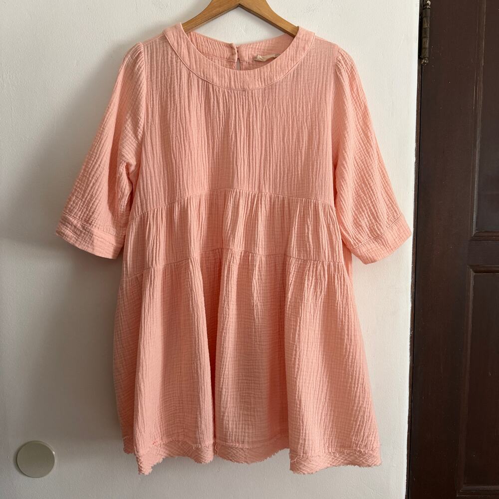 ALTAR'D State | Peachy PInk Double Gauze Tiered Breezy Dress | Extra Small